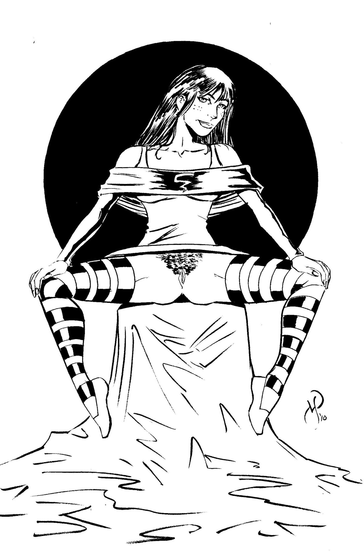 1girls 2010 alternate_version_available cyclone_(dc) dc dc_comics female female_only inked justice_society_of_america maxine_hunkel michael_powell monochrome rule34 solo tagme uncensored