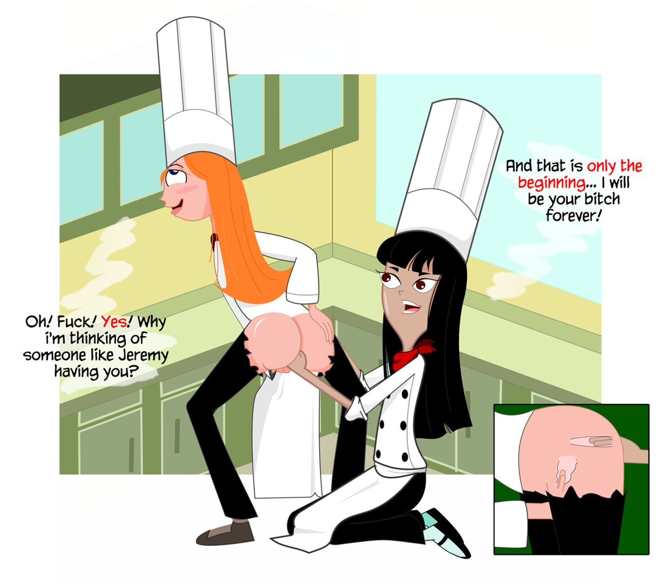 anal asian_female ass bad_anatomy big_ass black_hair candace_flynn disney disney_channel disney_xd exclamation_(artist) female female_only fingering ginger human multiple_females multiple_girls phineas_and_ferb pussy rule34 stacy_hirano white_female yuri