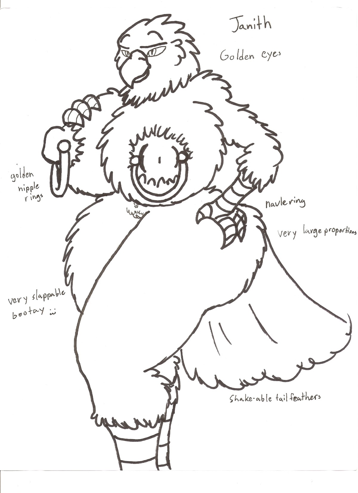 2013 accipitrid accipitriform anthro avian bald_eagle beak big_breasts bird black_and_white breasts butt claws e621 eagle english_text feathers female genitals hi_res huge_breasts janith monochrome nipple_piercing nipples non-mammal_breasts non-mammal_nipples nude piercing redgreenfluffball sea_eagle simple_background smile solo text vulva white_background wide_hips