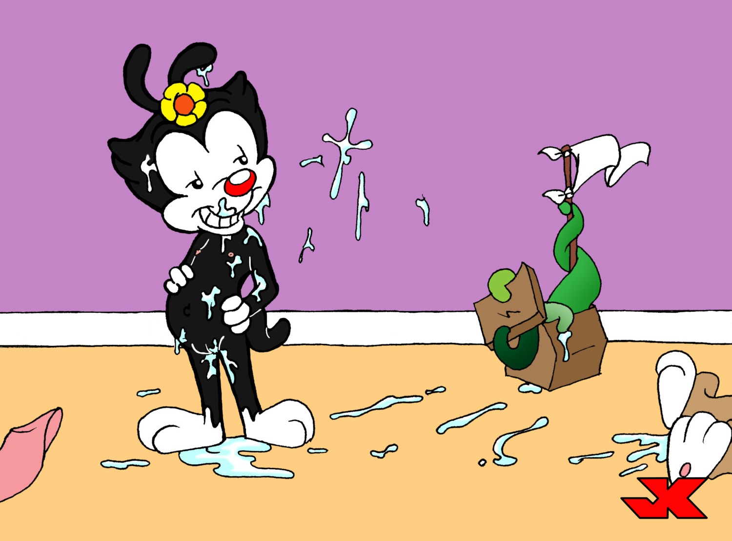 after_sex animaniacs black_fur color covered_in_cum cum dot_warner female feral flower fur jk male nipples nude pussy red_nose rule34 tagme tentacle vulva white_fur yakko_warner