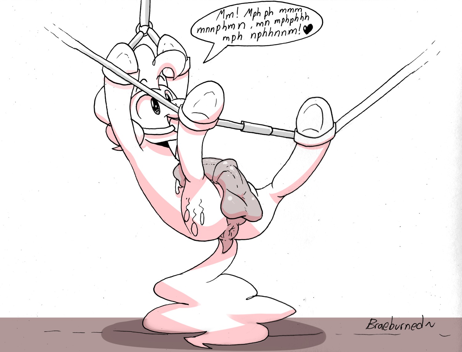 2014 absurd_res animal_genitalia animal_penis anus ball_gag balls bdsm bondage bound braeburned crossgender cutie_mark digital_media_(artwork) e621 earth_pony equid equine equine_genitalia equine_penis erection friendship_is_magic ftm_crossgender gag gagged genitals hasbro heart_symbol hi_res horse male mammal my_little_pony nude penis pinkie_pie_(mlp) pony solo spread_legs spreading submissive submissive_male suspension