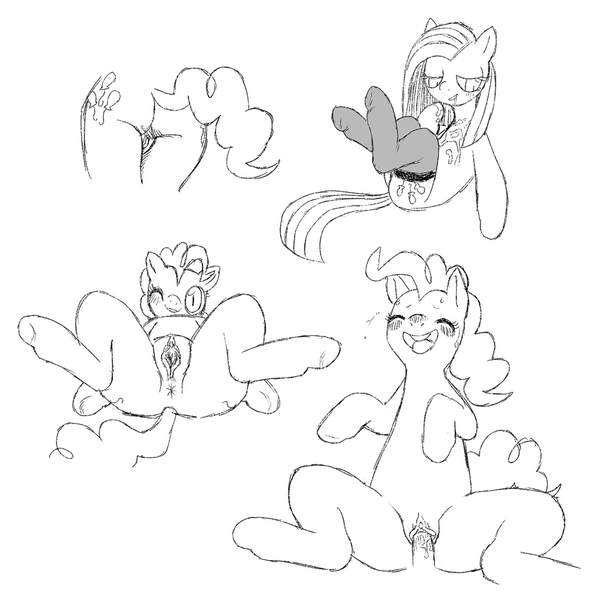 anthro anus balloon biped bodily_fluids clothing cum cutie_mark digital_drawing_(artwork) digital_media_(artwork) duo e621 earth_pony equid equine erection eyes_closed female friendship_is_magic genital_fluids genitals hair hasbro hi_res horse inflatable legwear male mammal monochrome multiple_images my_little_pony nude one_eye_closed open_mouth penis pinkamena_(mlp) pinkie_pie_(mlp) pony presenting simple_background sketch solo solo_focus stockings sweat teebsly vulva white_background