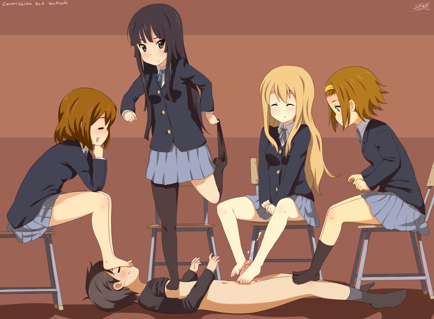 4girls cum female footjob human human_only k-on! male mio_akiyama_(k-on!) multiple_females multiple_girls penis ritsu_tainaka_(k-on!) rule34 school_uniform smile straight tsumugi_kotobuki_(k-on!) yui_hirasawa_(k-on!)
