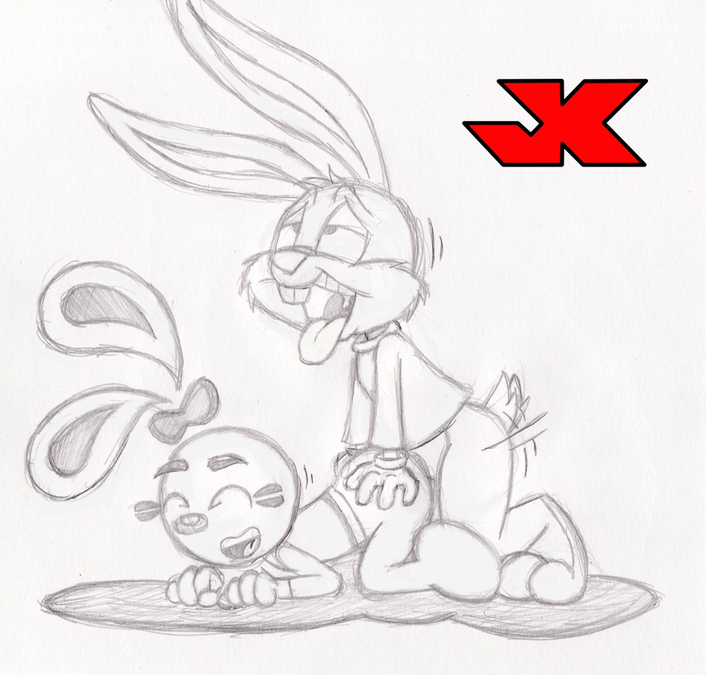all_fours anthro anthro_on_anthro ass_up buster_bunny crossover doggystyle duo e621 female from_behind_position intraspecies jk lagomorph leporid male male/female mammal monochrome rabbit sex simple_background tiny_toon_adventures tongue warner_brothers white_background yin_(yin_yang_yo!) yin_yang_yo!