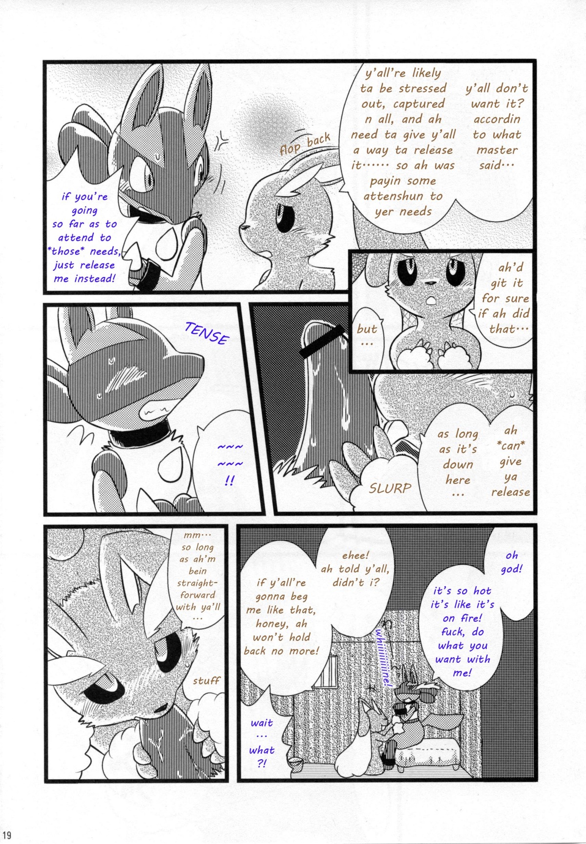 anthro bondage bound censored collar fellatio female fur furry lopunny lucario male malesub nintendo oral oral_sex penis pokemon pokemon_(species) precum rule34 sex straight