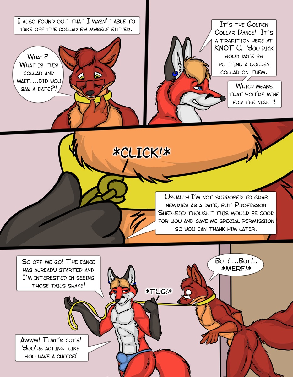 2_tails animal_genitalia anthro bdsm blue_clothing blue_ear_piercing blue_eyes blue_thong blue_underwear bulge butt canid canine canis click clothed clothing collar college_student comic conjoined_speech_box conjoined_text_box dialogue digital_media_(artwork) dormitory duo e621 ear_piercing english_text eyewear forced fox genitals glasses gold_(metal) gold_collar gold_leash hi_res hybrid leash leash_pull male male/male mammal metal_collar michichael multi_tail multiple_scenes nude piercing questionable_consent sheath smile smirk student submissive submissive_male sunitai tail text thong topless tugging underwear wolf yellow_collar yellow_eyes yellow_leash zander_softpaws