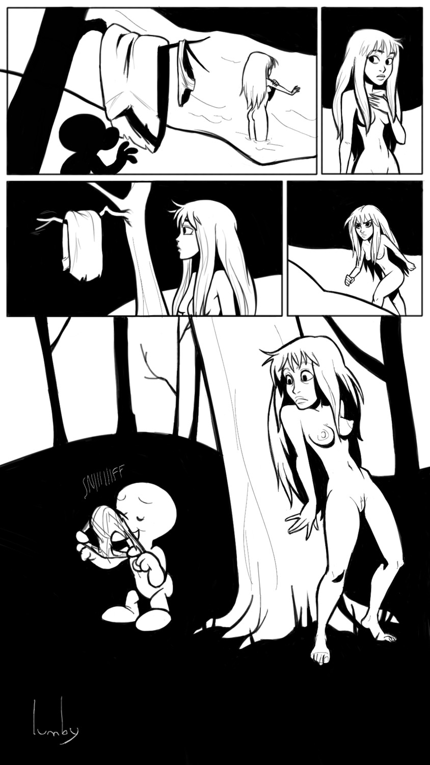 1boy 1girls barefoot bathing bone_(series) breasts female fone_bone lumby male nude nude_female nude_male nude_male_nude_female rule34 sniffing tagme thorn_harvestar