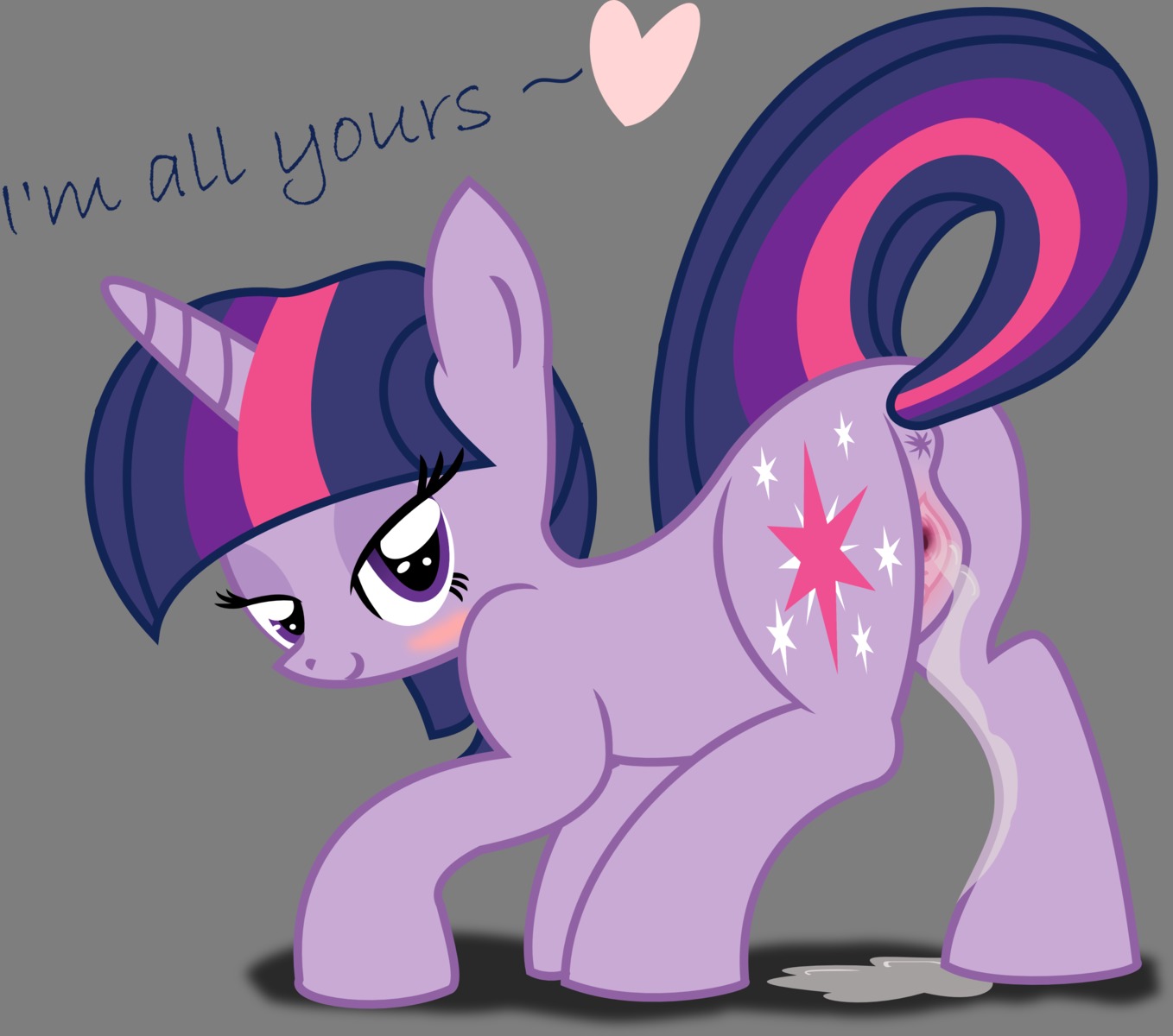 2012 absurd_res alpha_channel blush bodily_fluids butt cutie_mark drooling e621 english_text equid equine female feral friendship_is_magic fur genital_fluids genitals hair hasbro heart_symbol hi_res horn long_hair looking_at_viewer magic mammal multicolored_hair my_little_pony mythological_creature mythological_equine mythology presenting purple_body purple_eyes purple_fur purple_hair quadruped saliva solo tail text twilight_sparkle_(mlp) two_tone_hair unicorn unknown_artist vaginal_fluids vulva