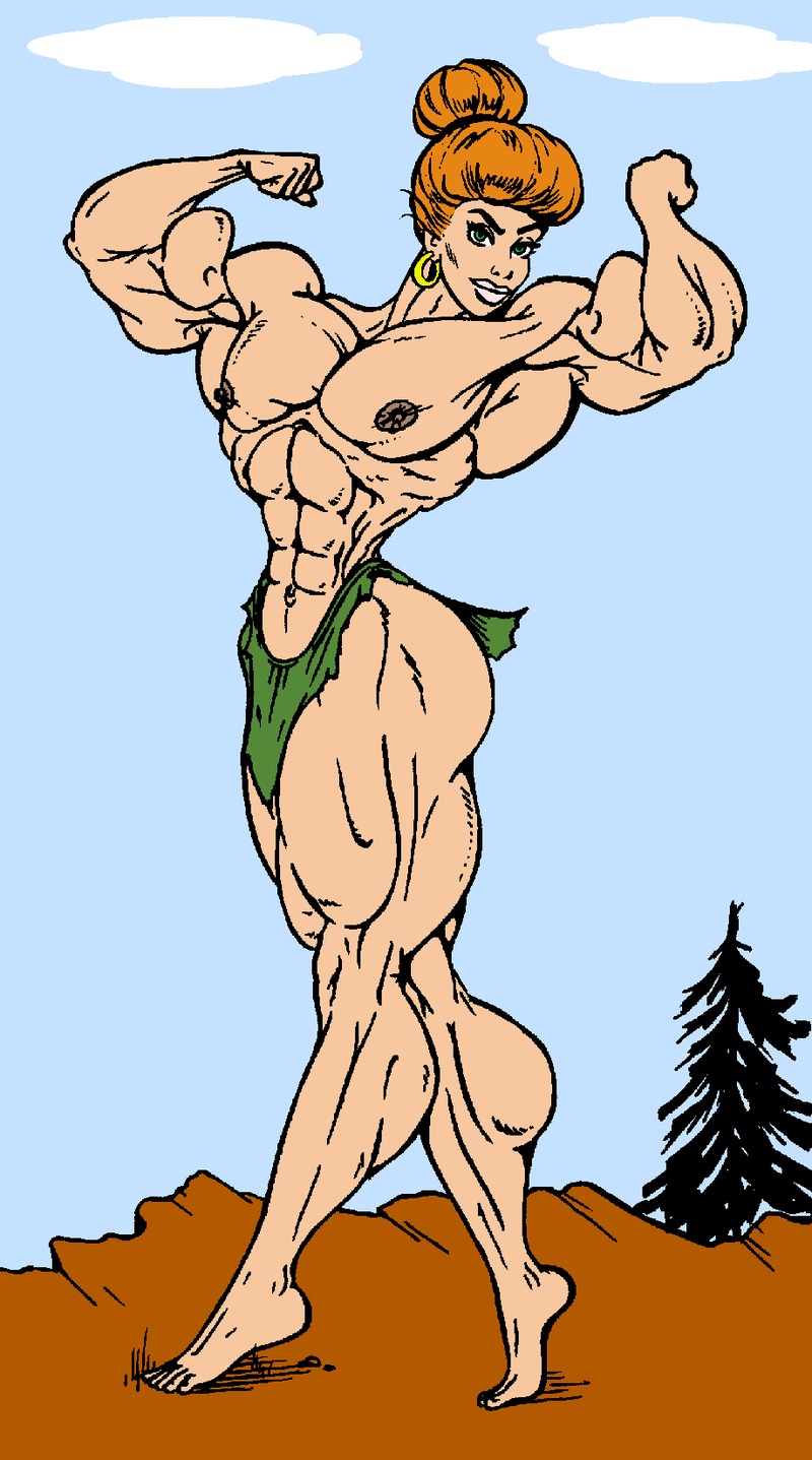 1girls 2d abs asterix_and_obelix bicep_curl extreme_muscles female female_only mrs._geriatrix muscles muscular muscular_female nipples ritualist_(artist) rule34 solo solo_female