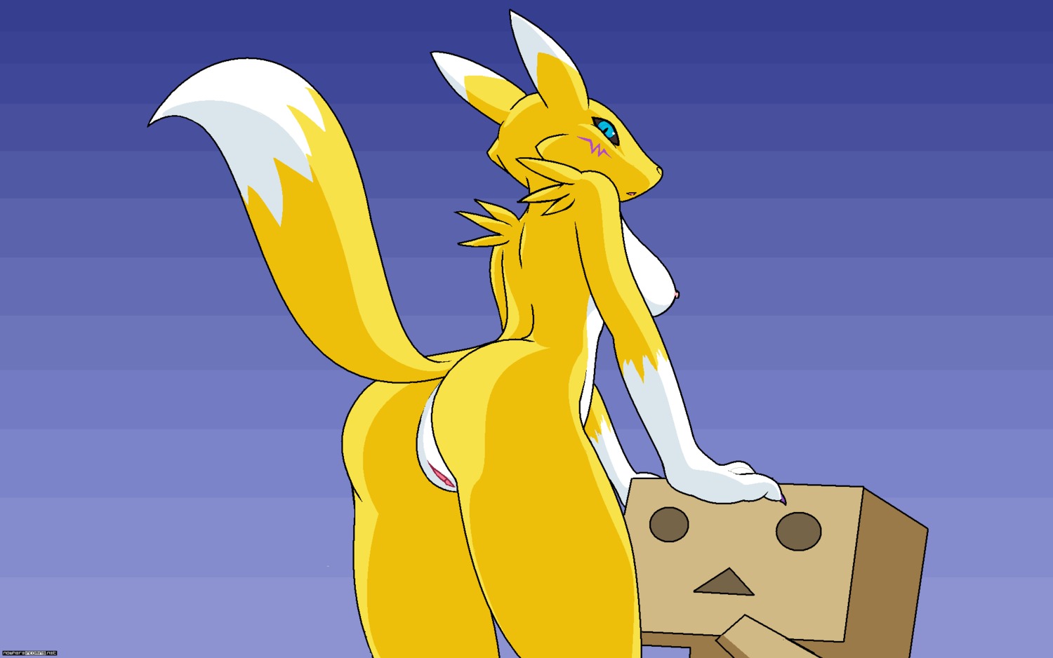 anthro ass breasts canine claws color danbo darkdoomer digimon female fox fur furry furry_ass furry_breasts furry_tail nude pussy raised_tail renamon rule34 standing tagme tail vulva