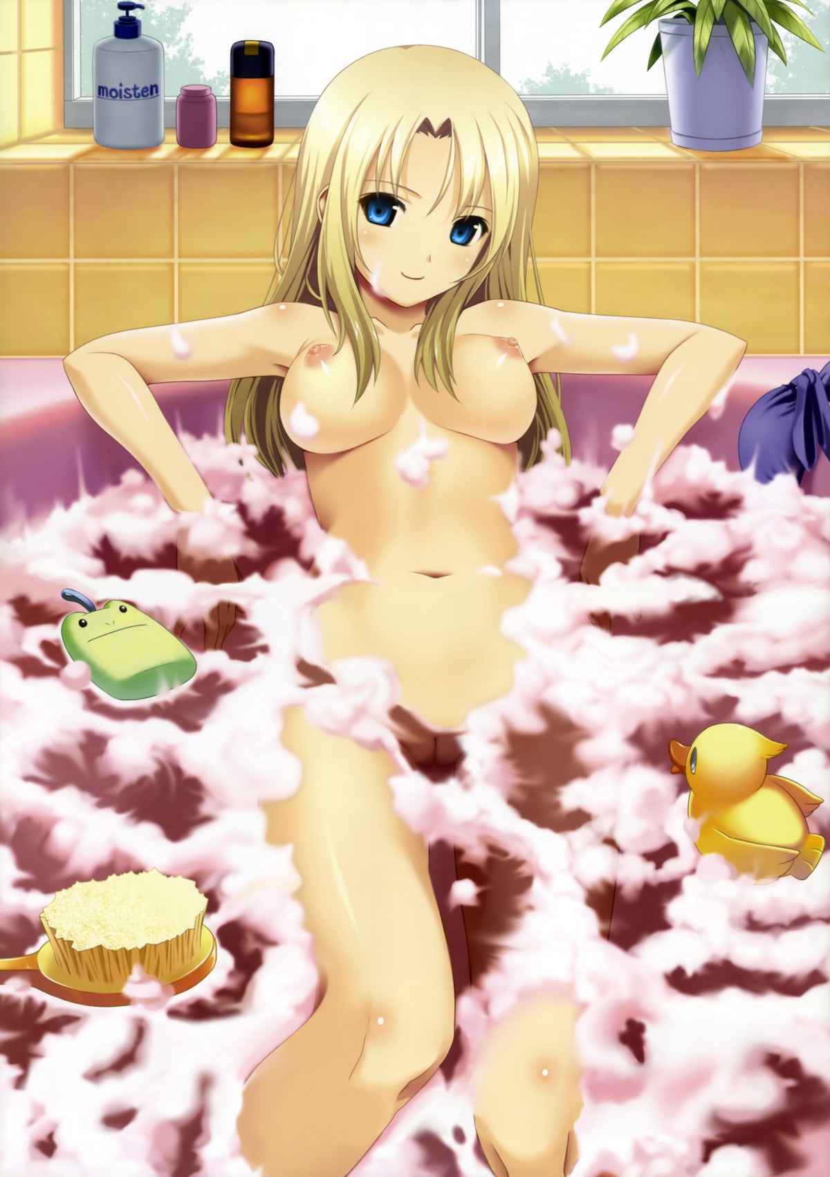 bath bath_brush bathing bathtub blonde_hair blue_eyes breasts brush female hair high_resolution koutaro life_sized long_hair navel nipples nude pussy rubber_duck rule34 smile solo uncensored