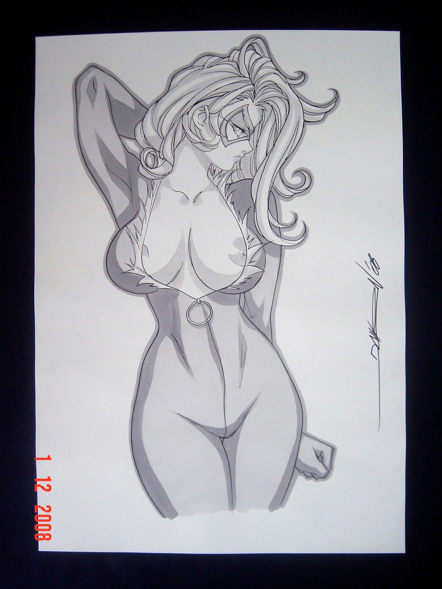 black_cat_(marvel) breasts daikon_(artist) felicia_hardy female female_only human marvel marvel_comics rule34 solo spider-man_(series) straight_hair unzipped_bodysuit