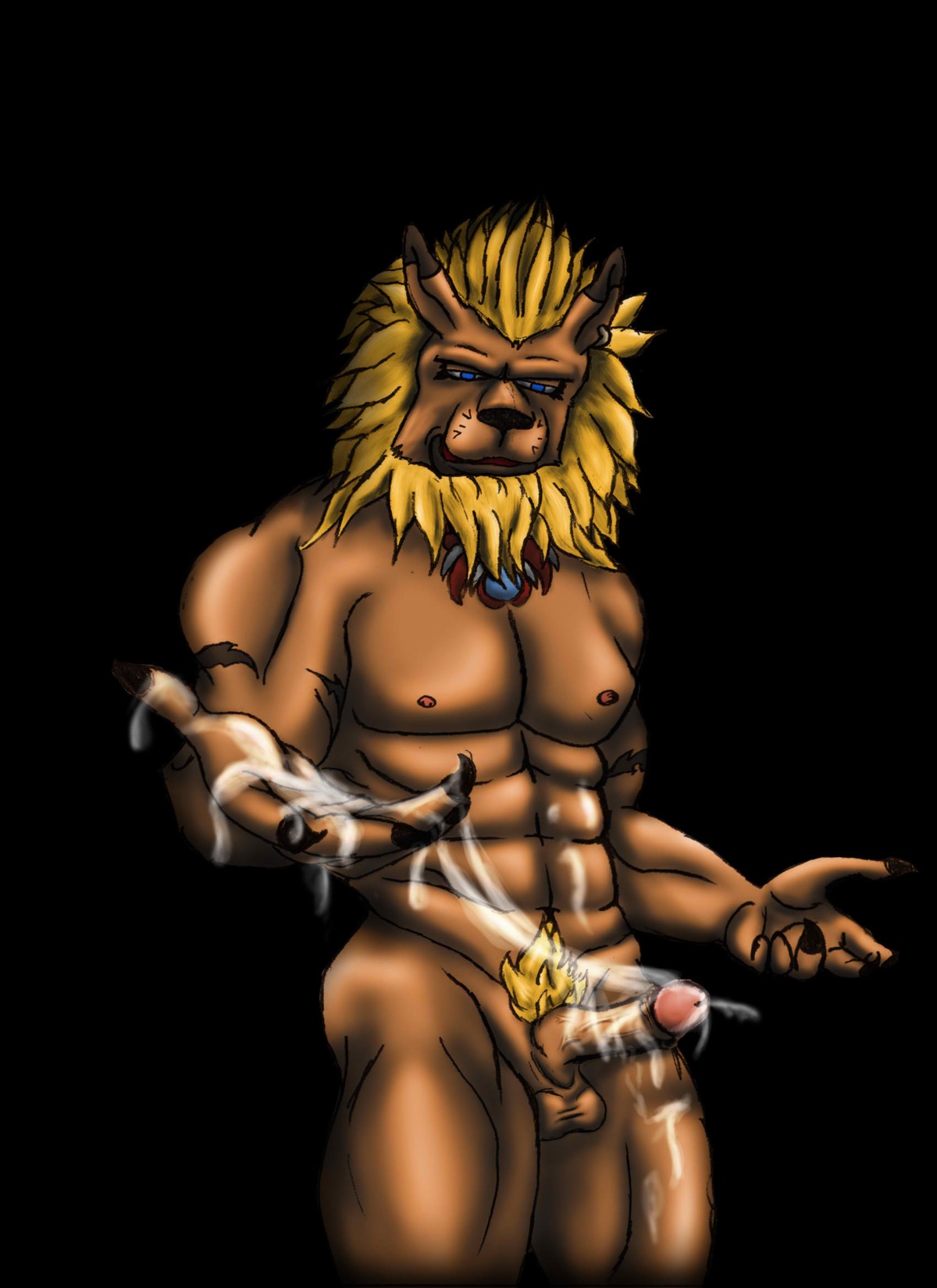 anthro digimon digimon_(species) felid furry leomon lion male male_only rule34 tagme