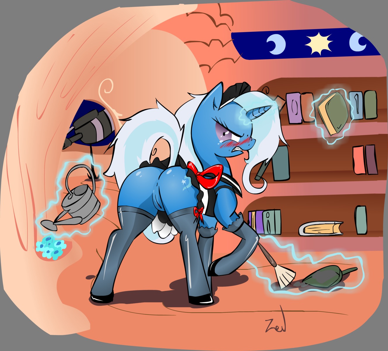 anus ass blue_fur equid equine female female_only feral feral_only friendship_is_magic furry horn horse magic maid mammal my_little_pony pony pussy rule34 skirt smooth_skin solo stockings trixie_(mlp) trixie_lulamoon unicorn upskirt zev