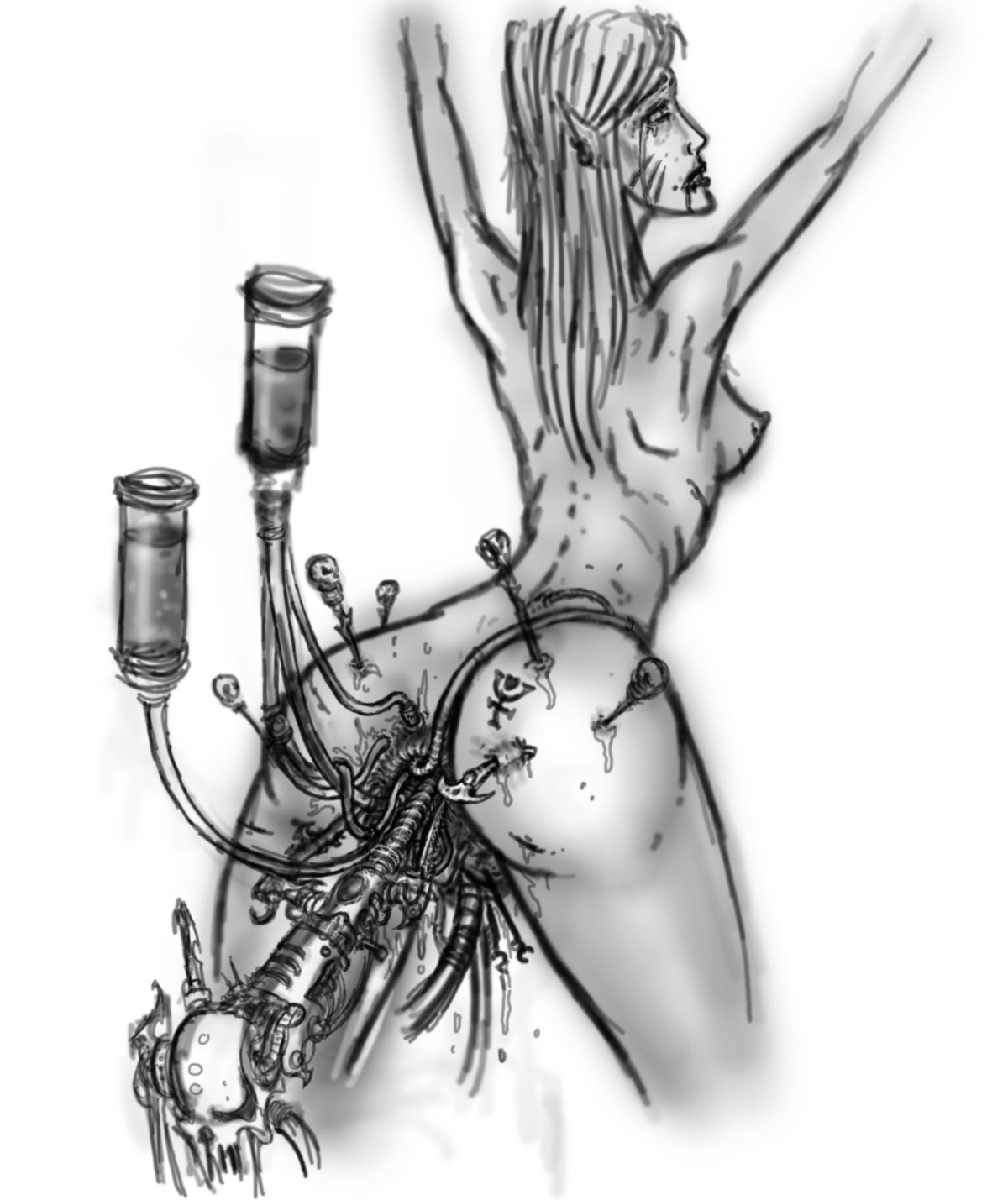 1girls aeldari artist_request eldar female female_only monochrome rule34 servo-skull solo solo_female tagme warhammer_(franchise) warhammer_40k