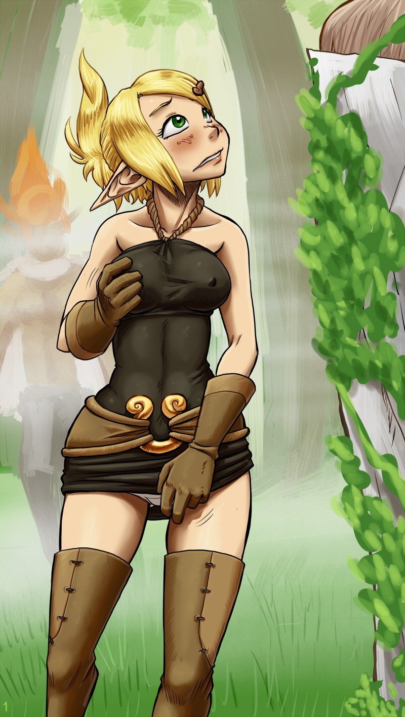 1girls ankama breast_grab breasts cra dress evangelyne female iop panties pointy_chin rule34 spidu standing tagme tristepin wakfu