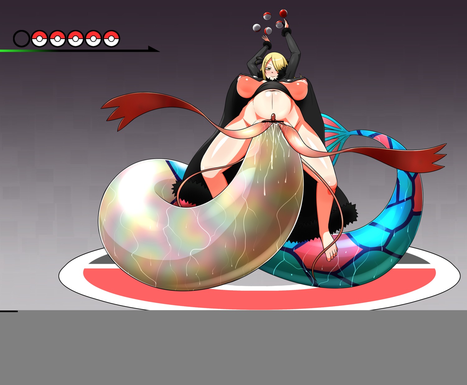 artist_request blonde_hair blush breasts censored creature_in_pussy creature_inside cynthia_(pokemon) female gameplay_mechanics high_resolution hud human insertion large_insertion milotic nintendo pokemon pokemon_(species) pokemon_battle pokemon_dppt pokemon_in_pussy pokemon_insertion pokephilia pussy rule34 smile stomach_bulge unbirthing vaginal_insertion vore