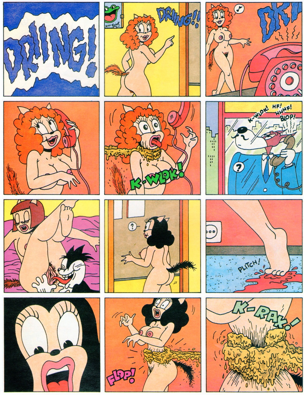 1982 absurd_res animal_humanoid asphyxiation blood bodily_fluids canid canine canis cat_(squeak_the_mouse) cat_humanoid comic cunnilingus death domestic_cat domestic_dog e621 felid felid_humanoid feline feline_humanoid felis female female_death genitals gore gore_focus group hi_res humanoid male male/female mammal mammal_humanoid massimo_mattioli monster offscreen_death oral sex squeak_the_mouse tail vaginal vulva
