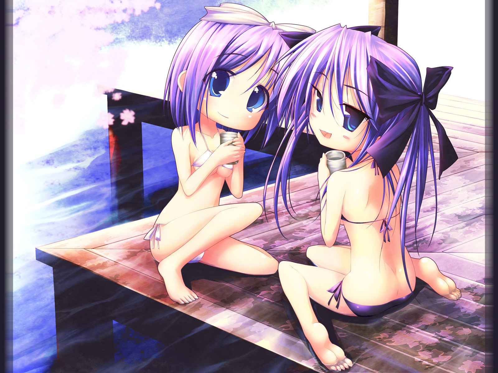 female kagami_hiiragi lucky_star rule34 siblings sisters swimsuit tagme tsukasa_hiiragi twins