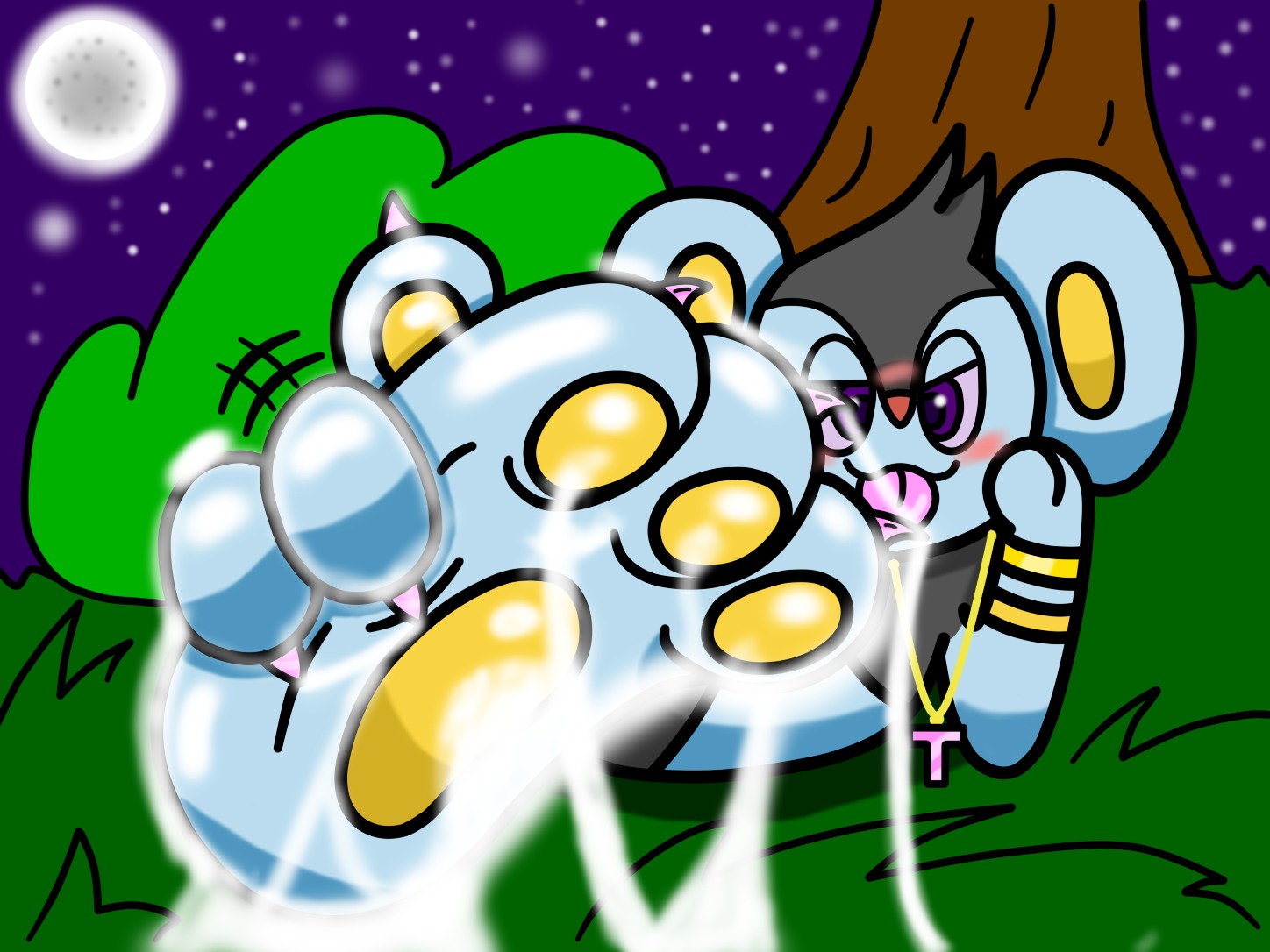 3_toes 4:3 artist_collaboration blush bodily_fluids colored_nails cum cum_on_feet e621 feet felid foot_focus generation_4_pokemon genital_fluids glistening hindpaw holding_feet luxio male mammal mintytempest nails nintendo nude pawpads paws plantigrade pokemon pokemon_(species) purple_eyes solo toes twinkle_moondust
