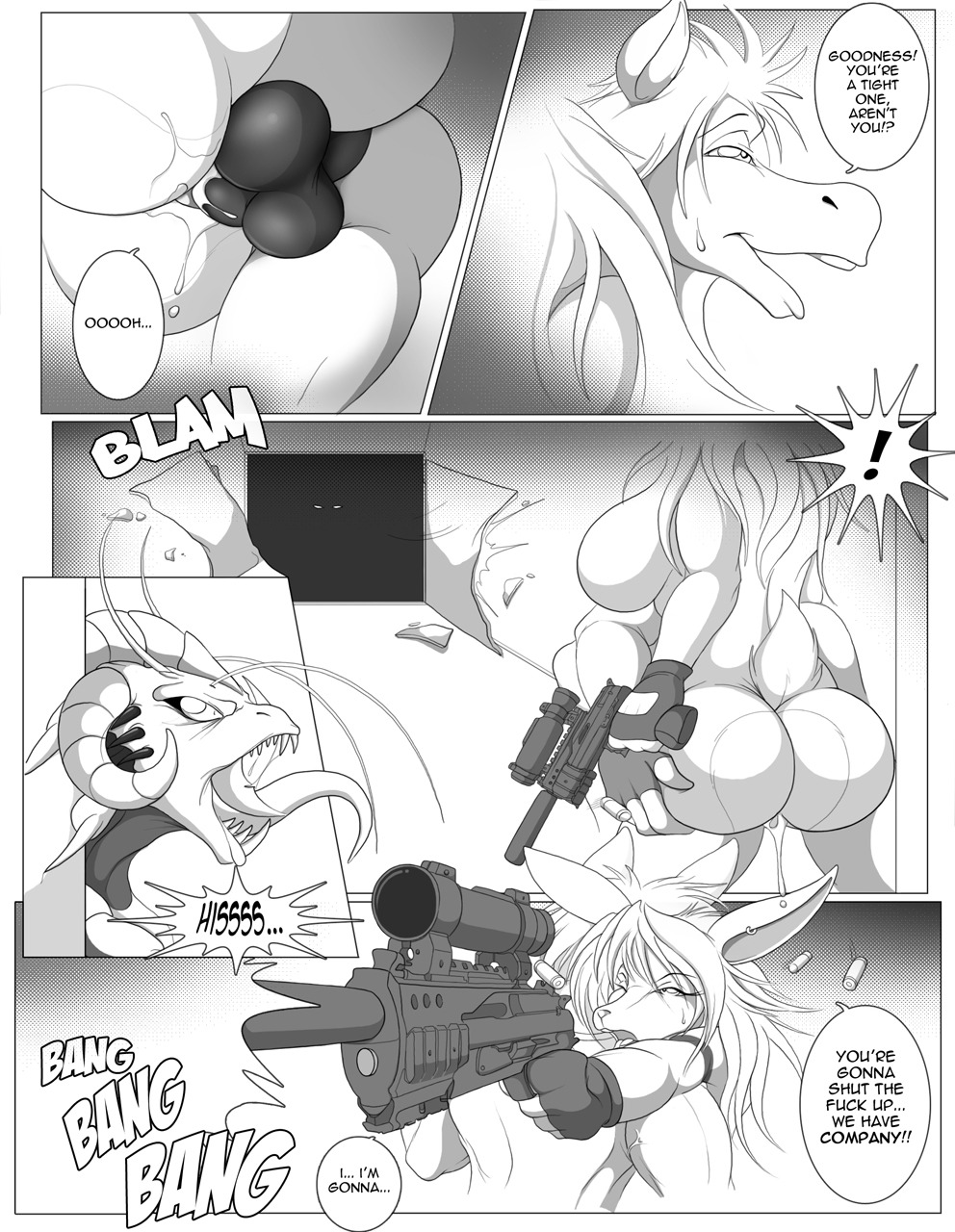 alien anthro backpack balls big_butt bodily_fluids breasts breeder_(species) bukka butt comic cum cum_in_vagina cum_inside e621 ejaculation english_text equid equine exclamation_point female genital_fluids genitals greyscale group gun hi_res horse interspecies lagomorph leporid lips male male/female male_penetrating mammal monochrome nude orgasm penetration penis rabbit ranged_weapon sex side_boob text thick_bottom_lip thick_thighs vaginal vaginal_fluids vaginal_penetration vulva weapon wide_hips xpray