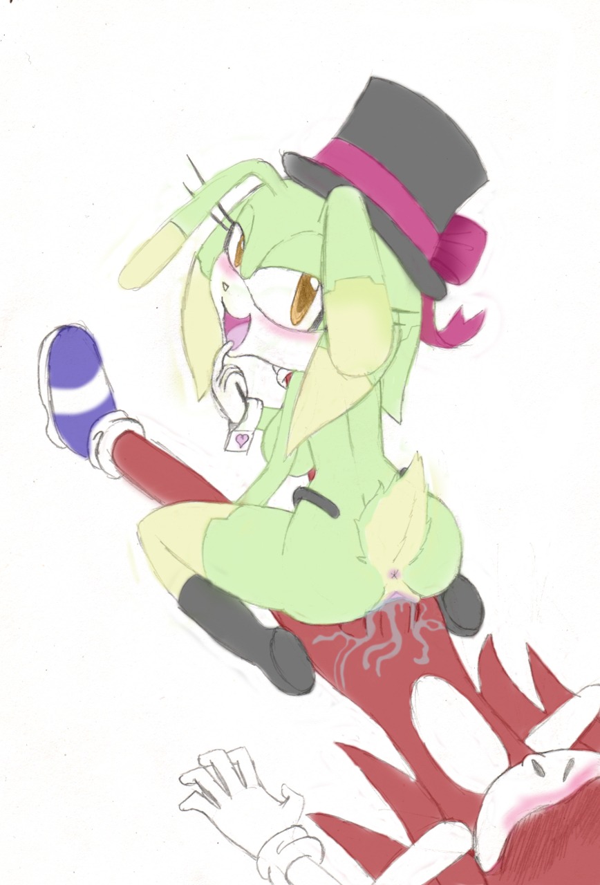 android anthro anus bit-small blush bodily_fluids breasts butt charity_the_rabbit clothing duo e621 erection eulipotyphlan eyes_closed female footwear fur genital_fluids genitals green_body green_fur hat headgear headwear hedgehog hi_res interspecies lagomorph leporid looking_at_viewer machine male male/female mammal on_bottom on_top penis phenos_the_hedgehog rabbit red_body red_fur reverse_cowgirl_position robot sega sex shoes simple_background sonic_the_hedgehog sonic_the_hedgehog_(series) top_hat vaginal_fluids vulva yellow_eyes