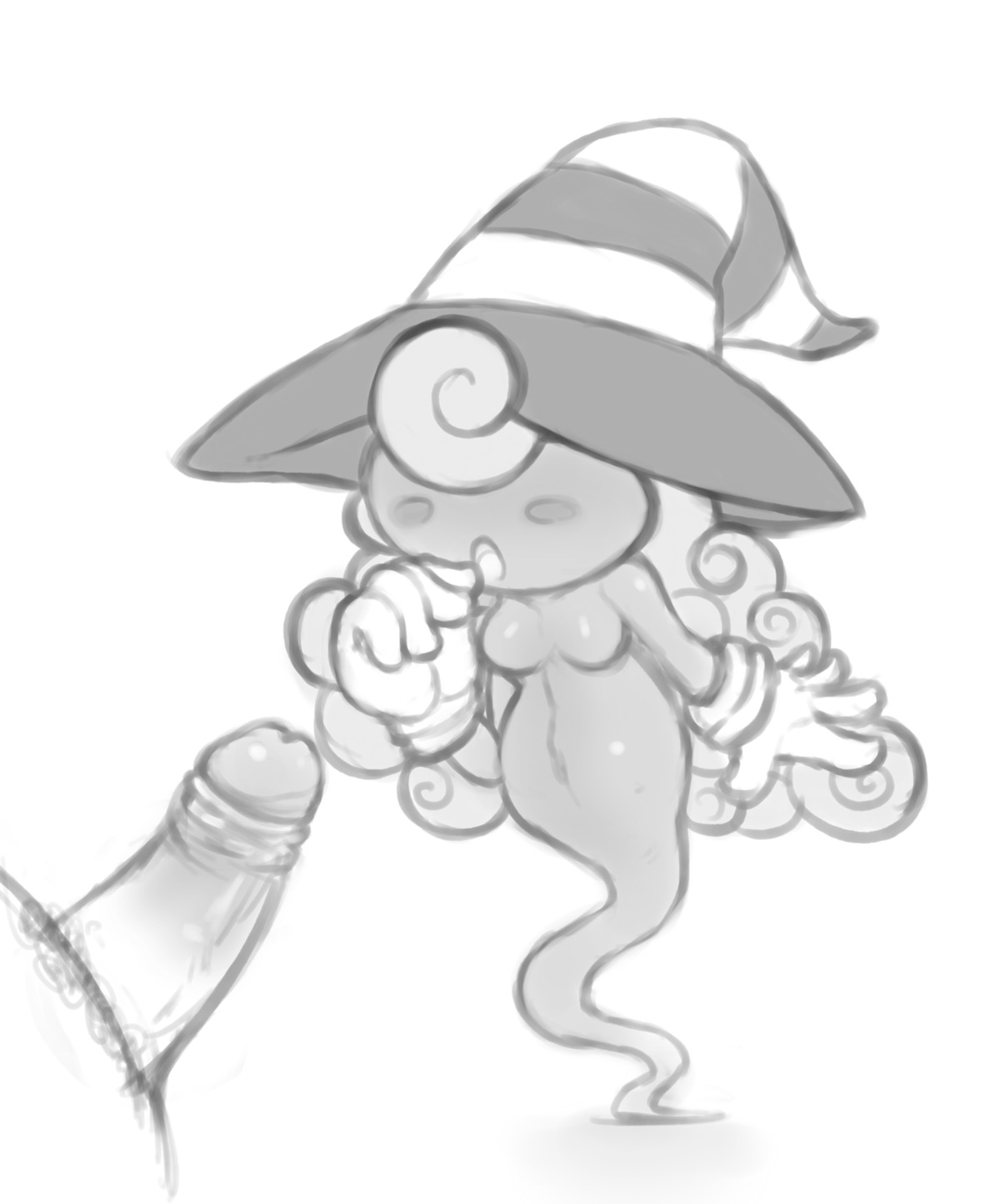 2013 blush breasts clothing curly_hair digital_media_(artwork) duo e621 erection female foreskin genitals ghost gloves hair handwear hat headgear headwear hi_res human human_on_humanoid humanoid humanoid_genitalia humanoid_penis interspecies legless male mammal mario_bros matospectoru monochrome nintendo not_furry paper_mario penis pubes retracted_foreskin shadow_siren spirit vivian_(mario) wide_hips