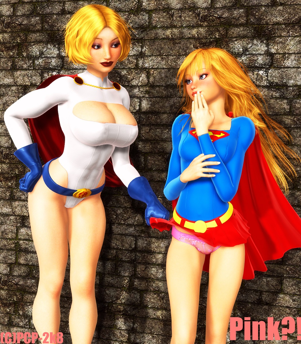 2girls 3d blonde_hair blue_eyes cleavage dc dc_comics female kara_danvers kara_zor-el kara_zor-l karen_starr long_hair panties petercotton power_girl rule34 short_hair signature supergirl superman_(series) text