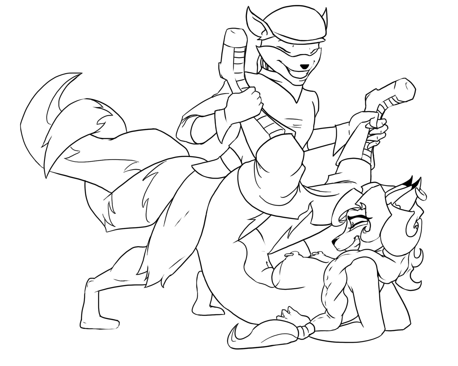 anthro canine carmelita_fox female fox fur furry male mammal naughtee raccoon rule34 sly_cooper sly_cooper_(series) smooth_fur straight tagme