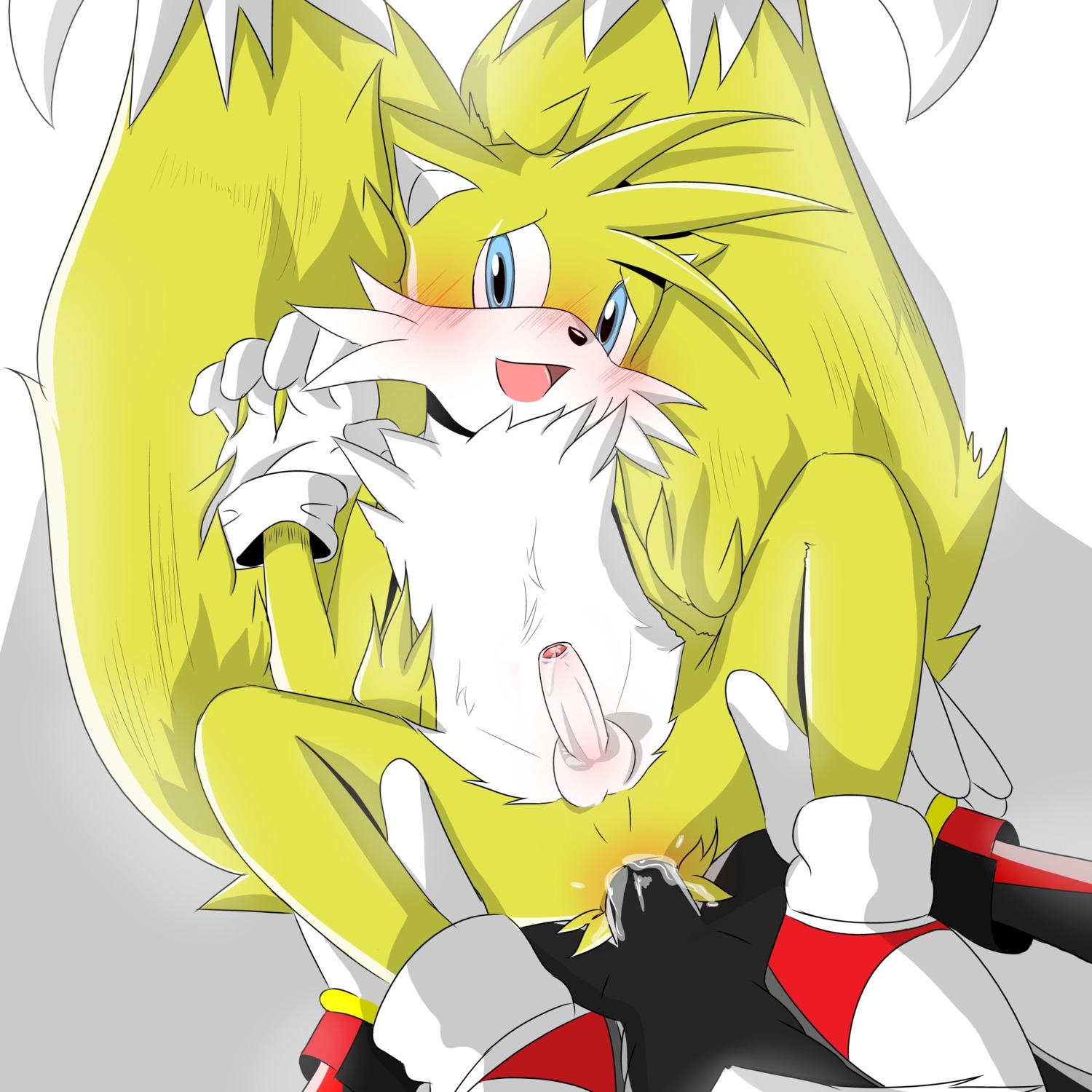 1:1 2013 absurd_res anal anal_penetration anthro anthro_on_anthro anthro_penetrated anthro_penetrating anthro_penetrating_anthro anvil_position balls black_body black_fur blue_eyes blush bodily_fluids canid canine clothing cum cum_in_ass cum_inside digital_media_(artwork) duo e621 erection eulipotyphlan footwear foreskin fox from_front_position fur genital_fluids genitals gloves handwear hedgehog hi_res humanoid_genitalia humanoid_penis ketzio legs_up looking_at_viewer lying male male/male male_penetrated male_penetrating male_penetrating_male mammal miles_prower on_back open_mouth penetration penis sega sex shadow_the_hedgehog shoes sonic_the_hedgehog_(series) tail