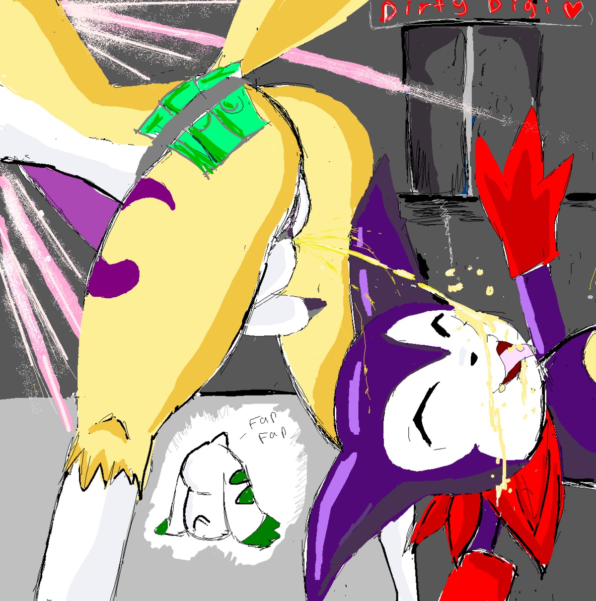 anthro canine color demon digimon digimon_(species) female fox fur furry imp impmon interspecies male masturbation peeing rabbit renamon rule34 size_difference stripping tagme terriermon urine watersports
