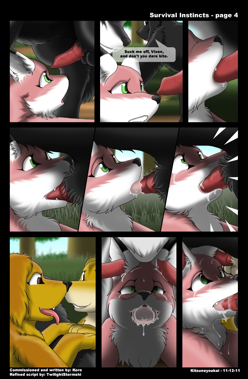 2011 all_fours anatomically_correct animal_genitalia animal_vulva anus canid canine canine_genitalia canine_vulva comic doggystyle e621 ear_penetration english_text erection face_fucking face_mounting fellatio female feral feral_on_feral forced forced_oral fox from_behind_position fur genitals group hi_res interspecies irrumatio kitsune_youkai male male/female mammal oral oral_penetration outside penetration penile penile_penetration penis penis_in_ear penis_in_mouth pink_body pink_fur presenting raised_tail sex survival_instincts tail text vulva