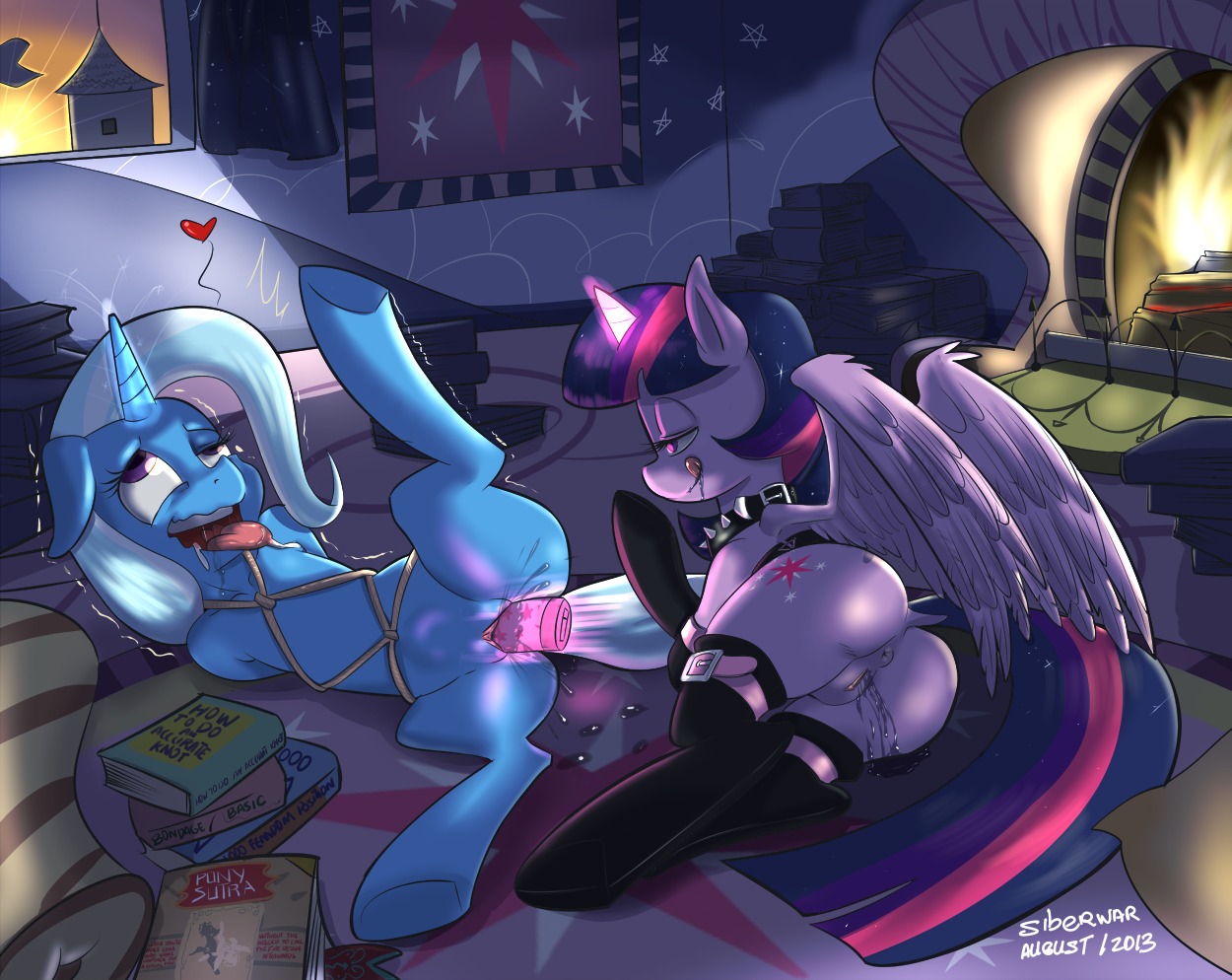 2013 abdominal_bulge ahegao anus bdsm bodily_fluids book butt collar dildo duo e621 equid equine feathered_wings feathers female female/female feral fireplace friendship_is_magic fucked_silly fur genital_fluids genitals hair hasbro heart_symbol horn looking_pleasured magic mammal multicolored_hair my_little_pony mythological_creature mythological_equine mythology open_mouth penetration purple_body purple_fur purple_hair rope sex sex_toy siberwar tongue tongue_out toying_partner trixie_(mlp) twilight_sparkle_(mlp) two_tone_hair unicorn vaginal vaginal_fluids vulva winged_unicorn wings