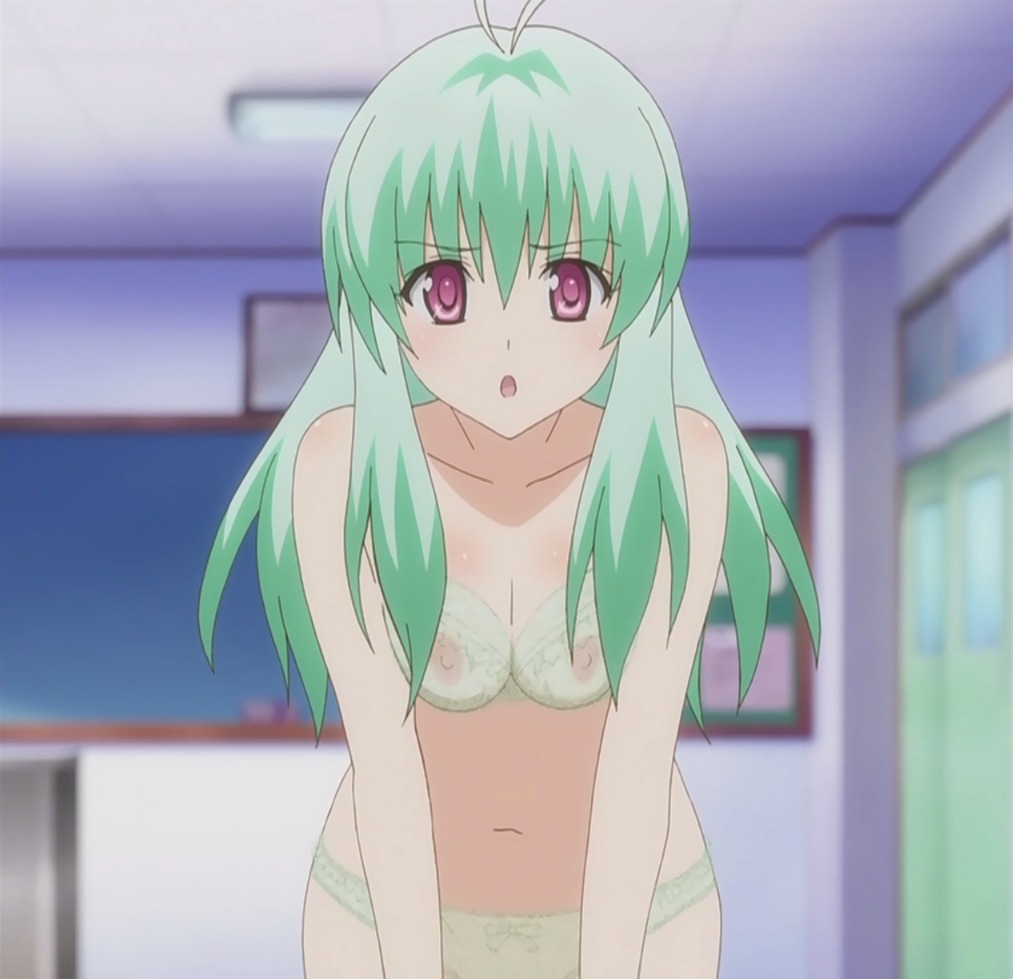 1girls anime_screencap bra breasts female green_hair long_hair looking_at_viewer medium_breasts nipples panties rule34 run_elsie_jewelria screencap to_love-ru