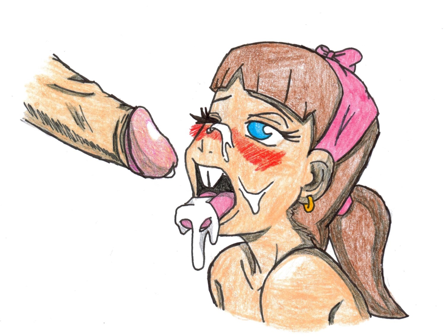1girls blush bow buckteeth canon_genderswap crocface cum cum_on_tongue facial female nickelodeon rule34 rule_63 straight_hair tagme the_fairly_oddparents timantha timmy_turner wink