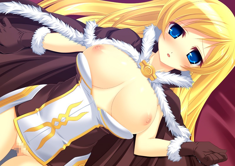 blue_eyes blush breasts cape censored clothing female gloves high_wizard kinoshita_ichi large_breasts lossy-lossless no_panties pussy ragnarok_online rule34 shirt_pull