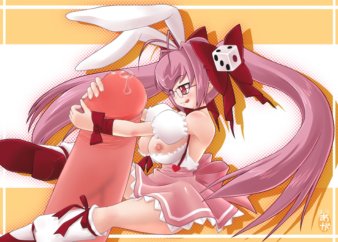 :p animal_ear blush breasts censored di_gi_charat dress female glasses large_breasts male nipples penis rule34 smile usada_hikaru