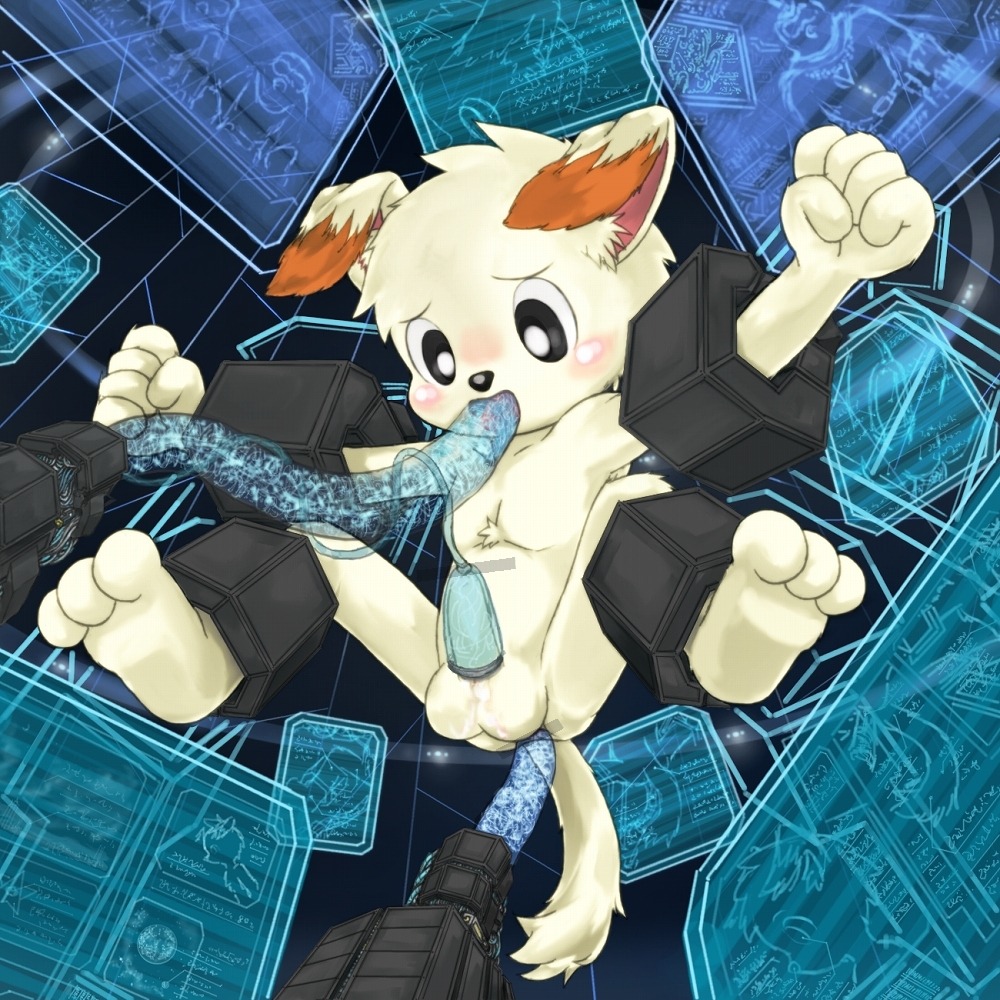 1:1 80_(artist) anal anal_penetration anthro balls bdsm blush bondage bound canid canine canis domestic_dog e621 erection forced genitals machine male mammal milking_machine nude penetration penile penis penis_milking pipelining rape restraints sex shota solo submissive submissive_male young young_anthro