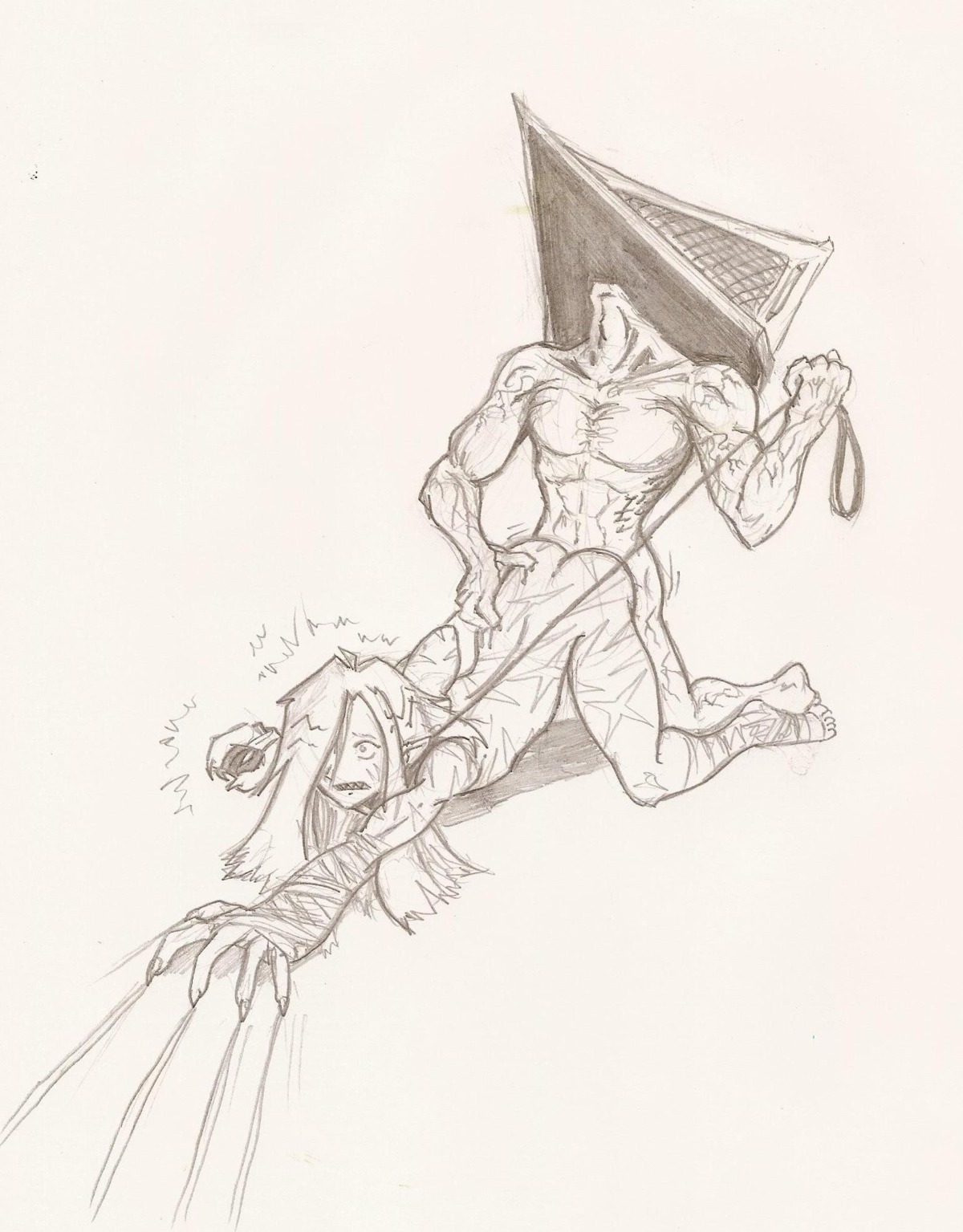 2boys anal boy_rape collar crossover forced forced_yaoi gay highres injury leash long_hair male male_rape_victim monochrome nude pyramid_head rape rule34 scar silent_hill tengen_toppa_gurren_lagann viral weird_crossover yaoi
