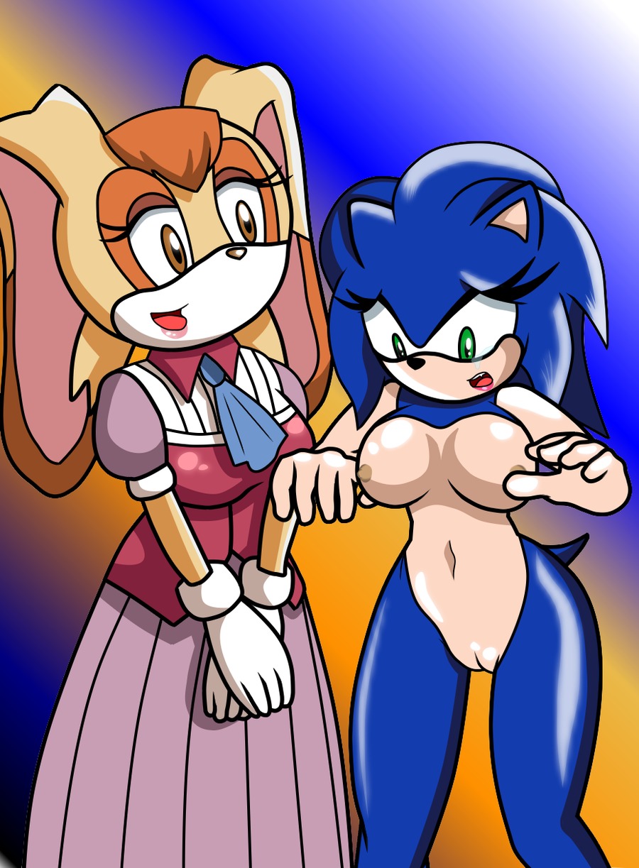 anthro anthrofied blue_body blue_fur bodily_fluids breasts clothed clothing crossgender crying duo e621 eulipotyphlan female fur genitals hedgehog hi_res mammal mature_anthro mature_female mtf_crossgender myicrolewdz nipples nude sega shocked sonic_the_hedgehog sonic_the_hedgehog_(series) tears vanilla_the_rabbit vulva