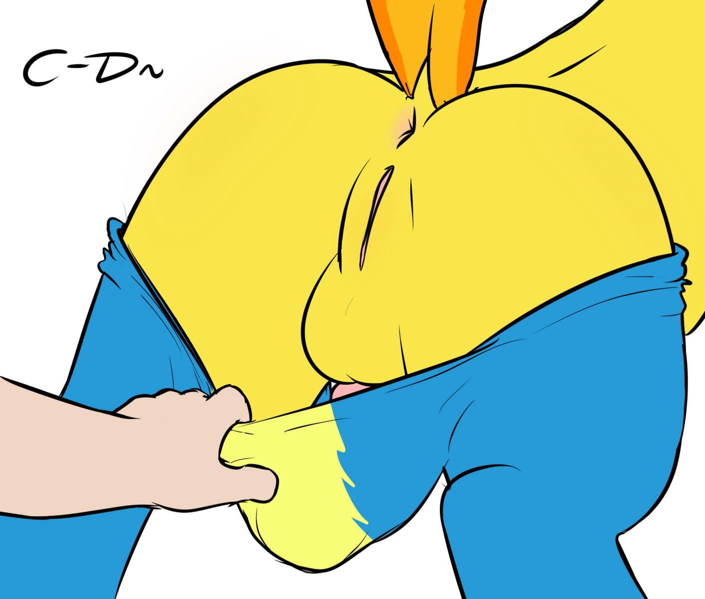 anus atrolux backsack balls butt clothing conditional_dnp digital_media_(artwork) disembodied_hand duo e621 equid equine erection feral flight_suit friendship_is_magic fur genitals hasbro herm herm_feral hi_res horse human intersex intersex_feral mammal my_little_pony penis pony simple_background solo_focus spitfire_(mlp) suit vulva white_background wonderbolts_(mlp) yellow_body yellow_fur