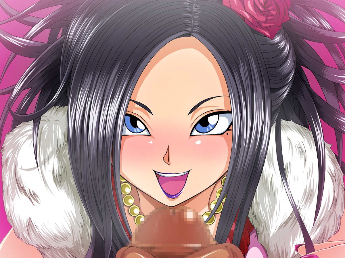 1boy 1girls 2d blue_eyes blush censored clothing debora_briscoletti dragon_quest dragon_quest_v female fingernails flower hair_flower hair_ornament huge_cock imminent_oral jewelry lipstick makeup male mole mole_under_eye nail_polish necklace open_mouth partial_male penis pink_nails raburebo rose square_enix