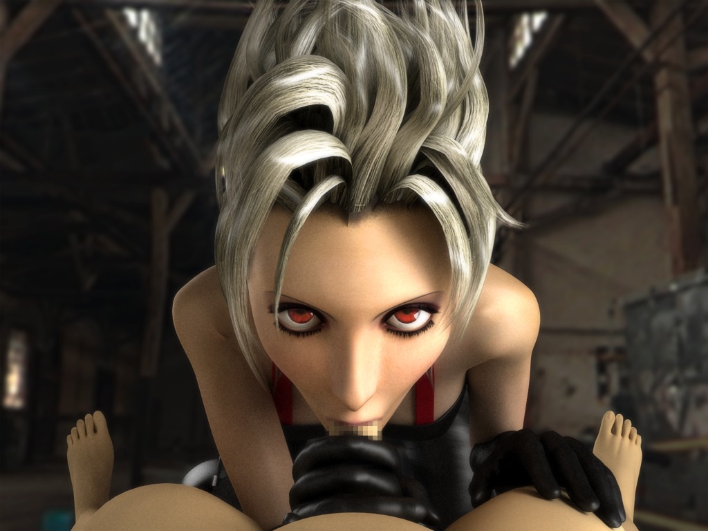 1girls 3d blowjob censored fellatio female final_fantasy final_fantasy_x-2 intense_stare oral oral_sex paine red_eyes rule34 silver_hair stare tagme