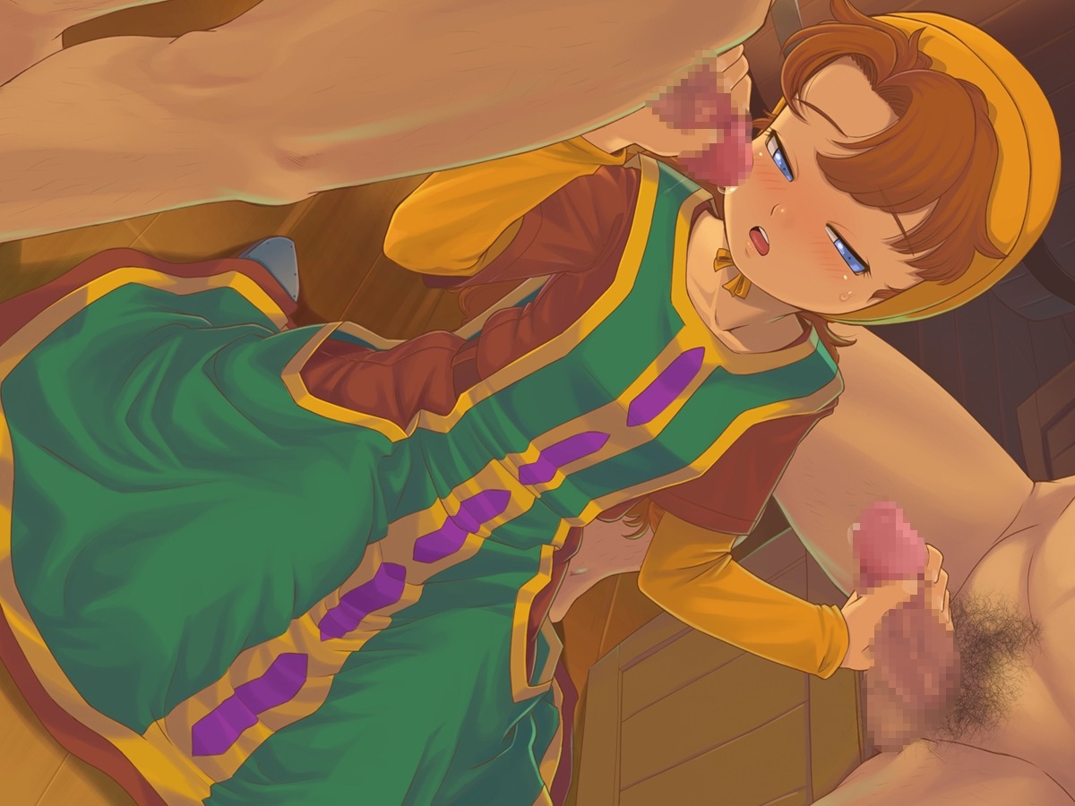 censored clothing dragon_quest dragon_quest_vii dress female flat_chest handjob maribel_(dq7) pubic_hair rule34 saikyou_anaheim tagme threesome