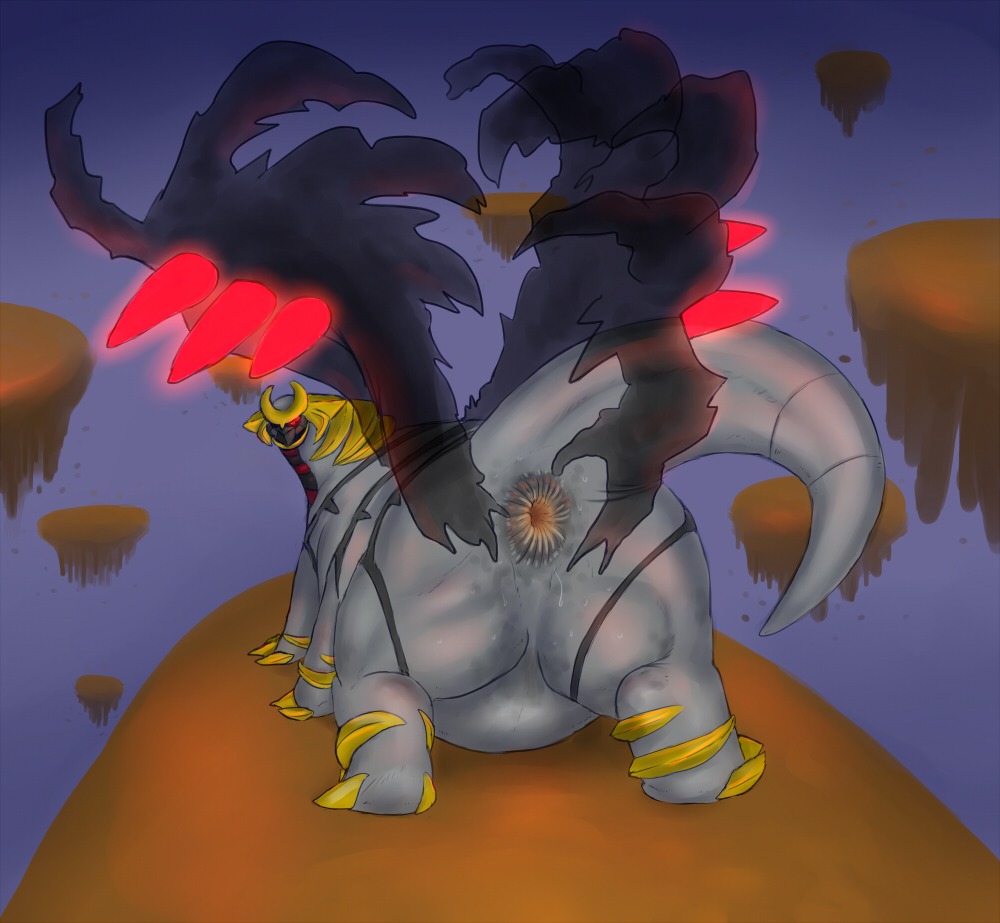 2014 altered_forme_giratina ambiguous_gender anus anus_only butt claws e621 featureless_crotch feet feral gaping gaping_anus generation_4_pokemon giratina legendary_pokemon looking_back monsterblender nintendo nude pokemon pokemon_(species) solo spread_legs spreading standing toe_claws wings