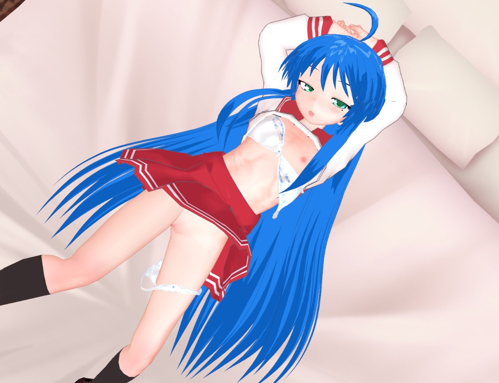 1girls blue_hair female female_only human konata_izumi lucky_star rule34 solo tagme