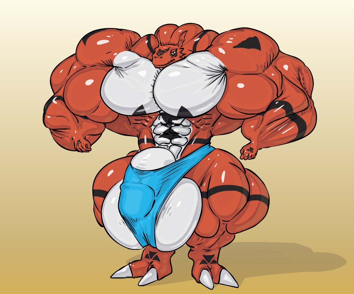 2013 abs anthro ball_camel_toe balls bandai_namco barely_contained biceps big_balls big_bulge big_penis borisalien bulge clothed clothing detailed_bulge digimon digimon_(species) digital_hazard dragon e621 genital_outline genitals guilmon huge_balls huge_bulge huge_penis hyper hyper_balls hyper_bulge hyper_genitalia hyper_penis inverted_zero_unit male markings muscular muscular_anthro muscular_male mythological_creature mythological_scalie mythology pecs penis penis_base penis_outline pose reptile scalie simple_background solo symbol thong underwear zero_unit