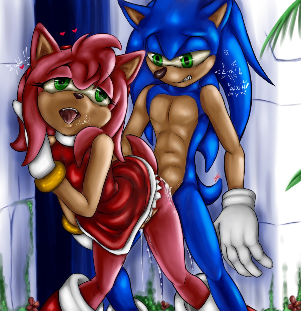 amy_rose anthro atmongoose blue_body blue_fur bodily_fluids bottomless bottomless_anthro bottomless_female clothed clothing cum cum_inside dress duo e621 eulipotyphlan female footwear from_behind_position fur genital_fluids hedgehog hi_res male male/female mammal no_underwear pink_body red_clothing red_dress sega sex shoes sonic_the_hedgehog sonic_the_hedgehog_(series) standing tail upskirt upskirt_sex