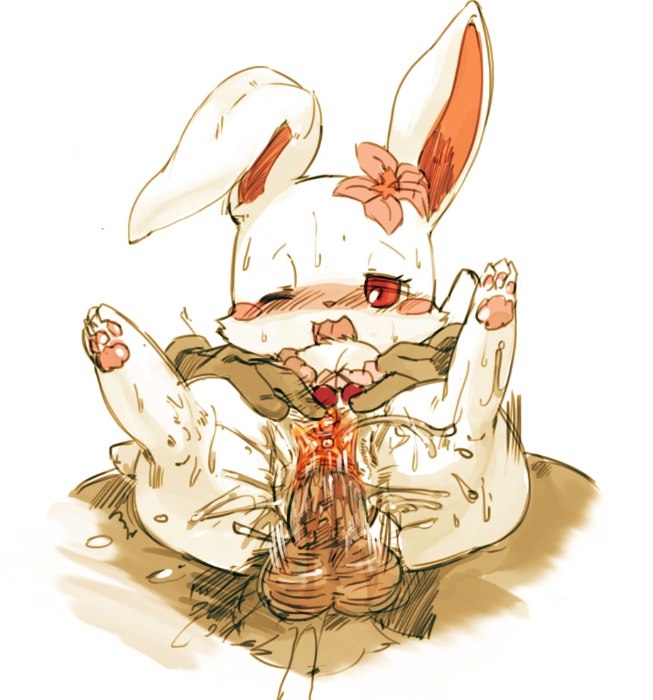 2013 blush bodily_fluids chest_tuft cum duo e621 erection faceless_character faceless_male female female_focus feral fur genital_fluids genitals halsione hare jewelpet lagomorph leporid long_ears male male/female mammal nude one_eye_closed orgasm penis ruby_(jewelpet) sanrio sega sega_fave semi-anthro sex simple_background smile solo_focus sweat tuft vaginal vulva white_background white_body white_fur wink young young_female young_feral