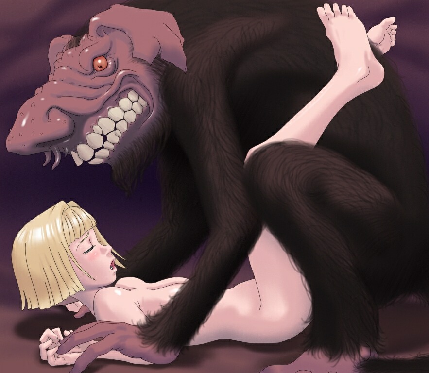 1boy 1girls barefoot berserk blonde_hair blush breasts caught caught_naked closed_eyes farnese feet female human interspecies legs_up light-skinned_female light_skin long_legs lying male missionary monster monster_on_female nude nudist open_mouth penetration rape rule34 sex short_hair teratophilia troll yoshino_momiji
